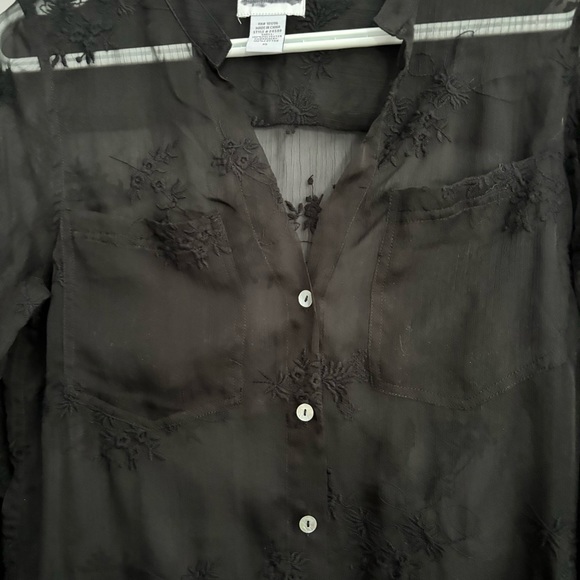 Soft Surroundings Size XS Black Cotton Button Down Long Sleeve - Picture 3 of 11